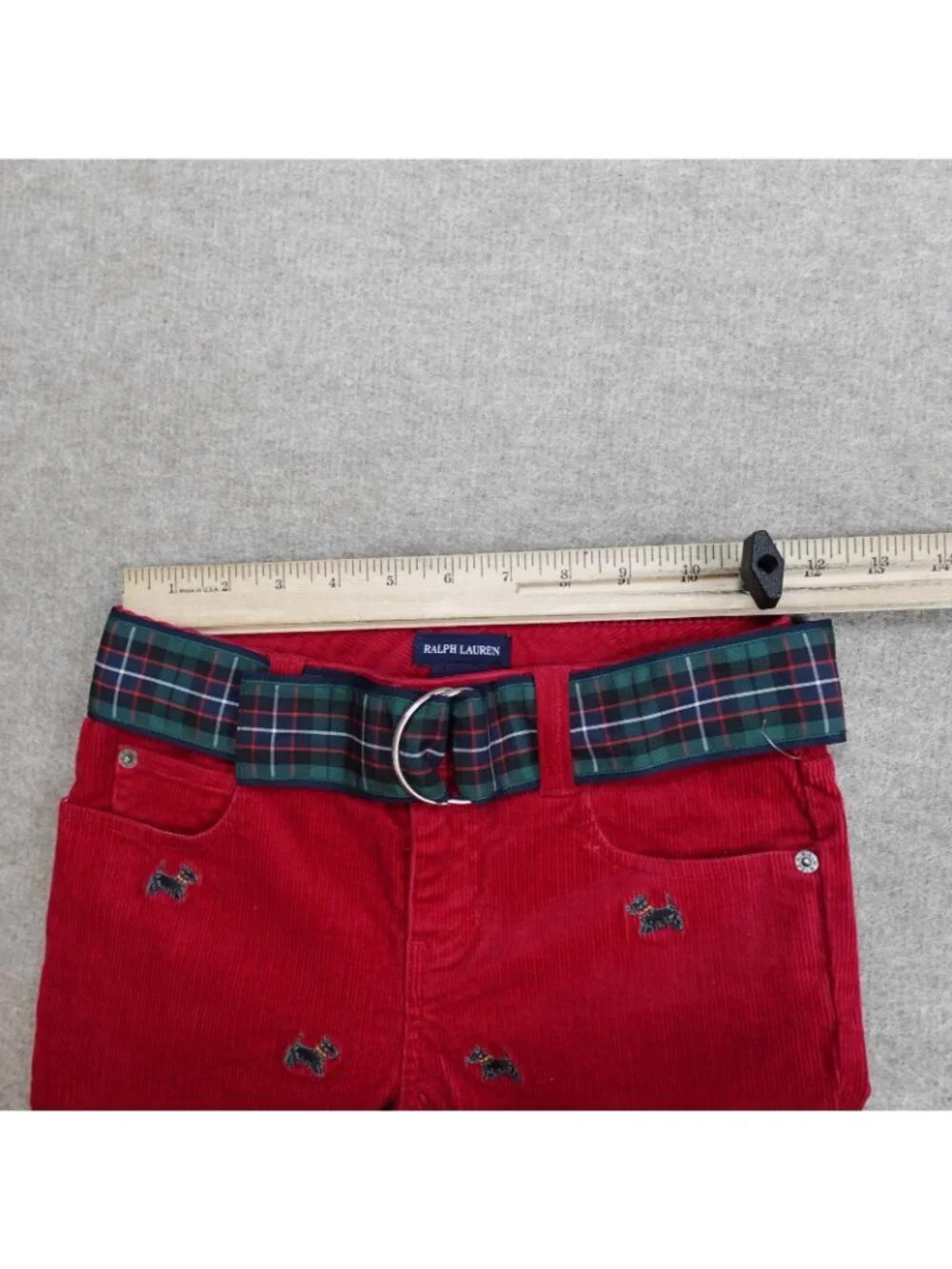 Ralph Lauren Girls Pants Red 8 Scotty Dog Critter Flare Corduroy